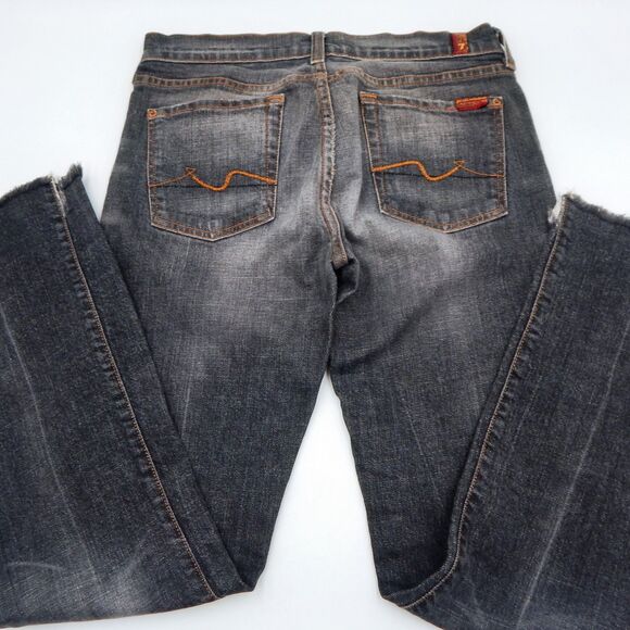 7 For All Mankind Jerome Dahan Bootcut Jeans Size 30 Womens Black Raw Hem - Picture 10 of 12